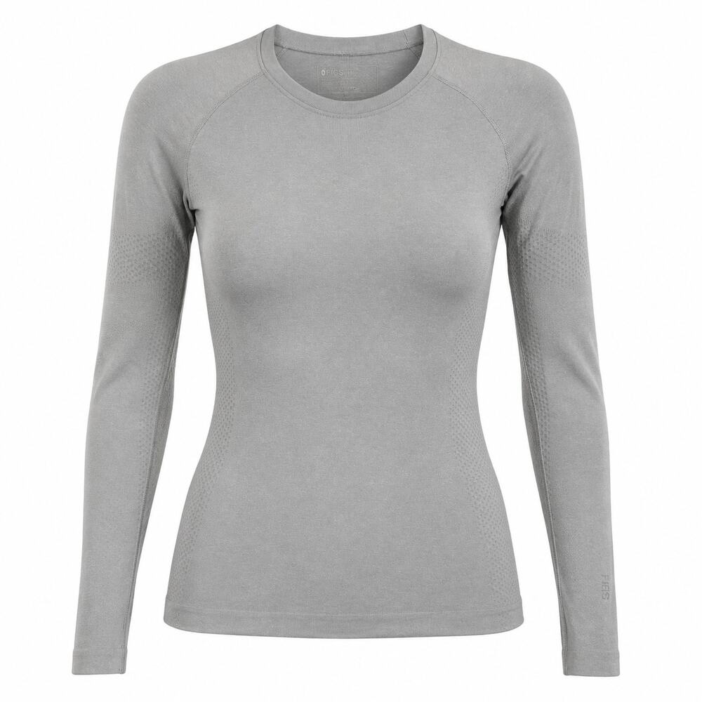 FIGS Salta Seamless Long-Sleeve Underscrub Womens 2XL Heather Gray Scrubs Nurse